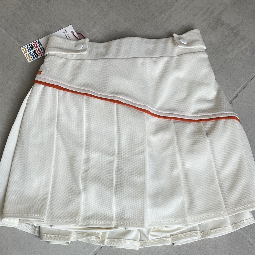 Ciao Lucia White Tennis Pickelball Skirt with Orange Accent xs